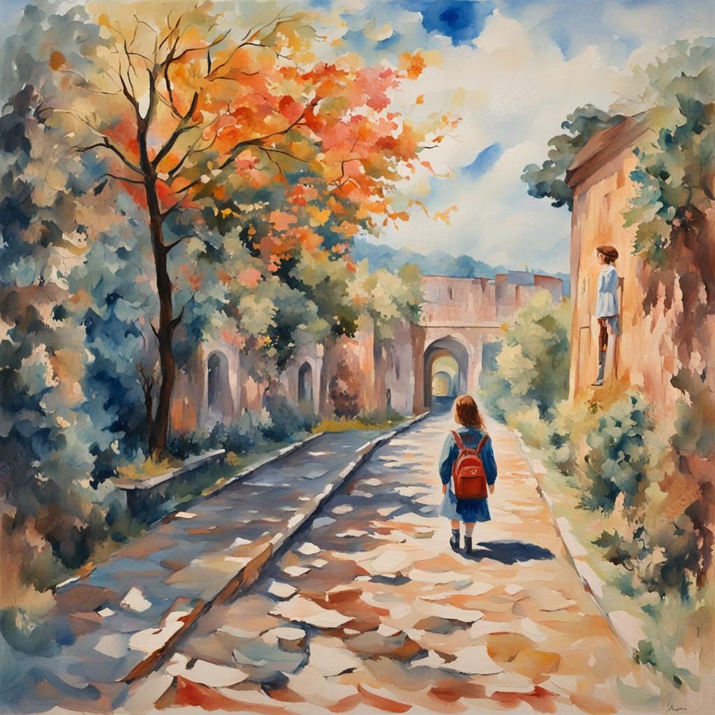 Missing Girl's Life in Gouache Style