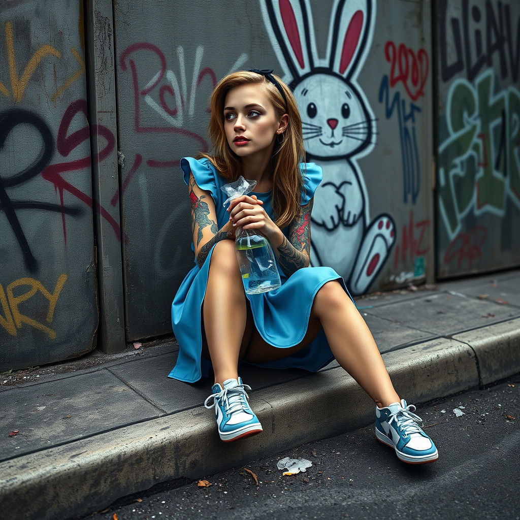 Alice in Wonderland: Urban Portrait in Photorealistic Style