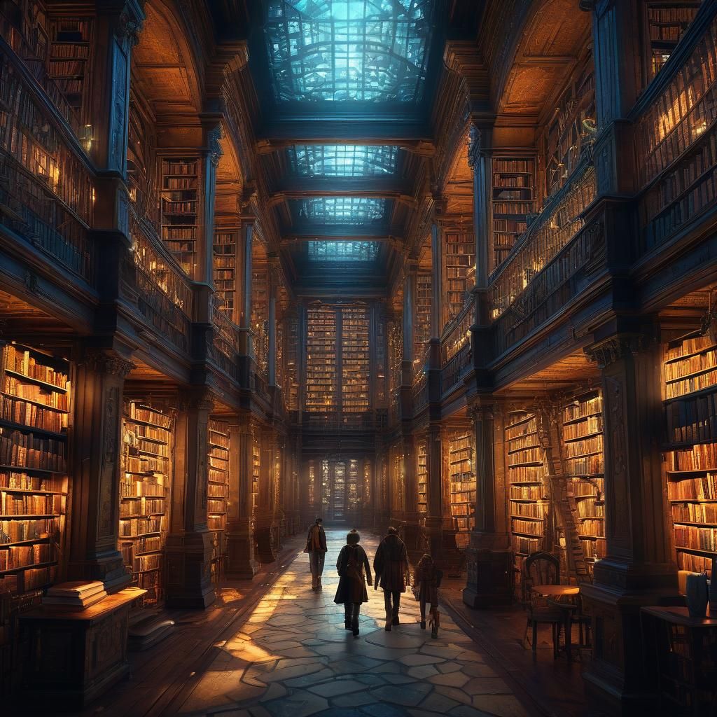 Mysterious Library in Banned Town: Fantasy Concept Art