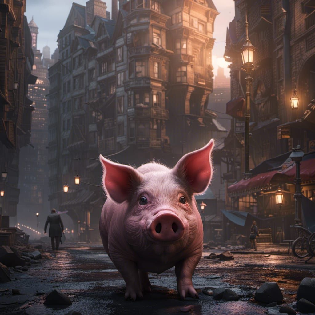 Babe pig in the city