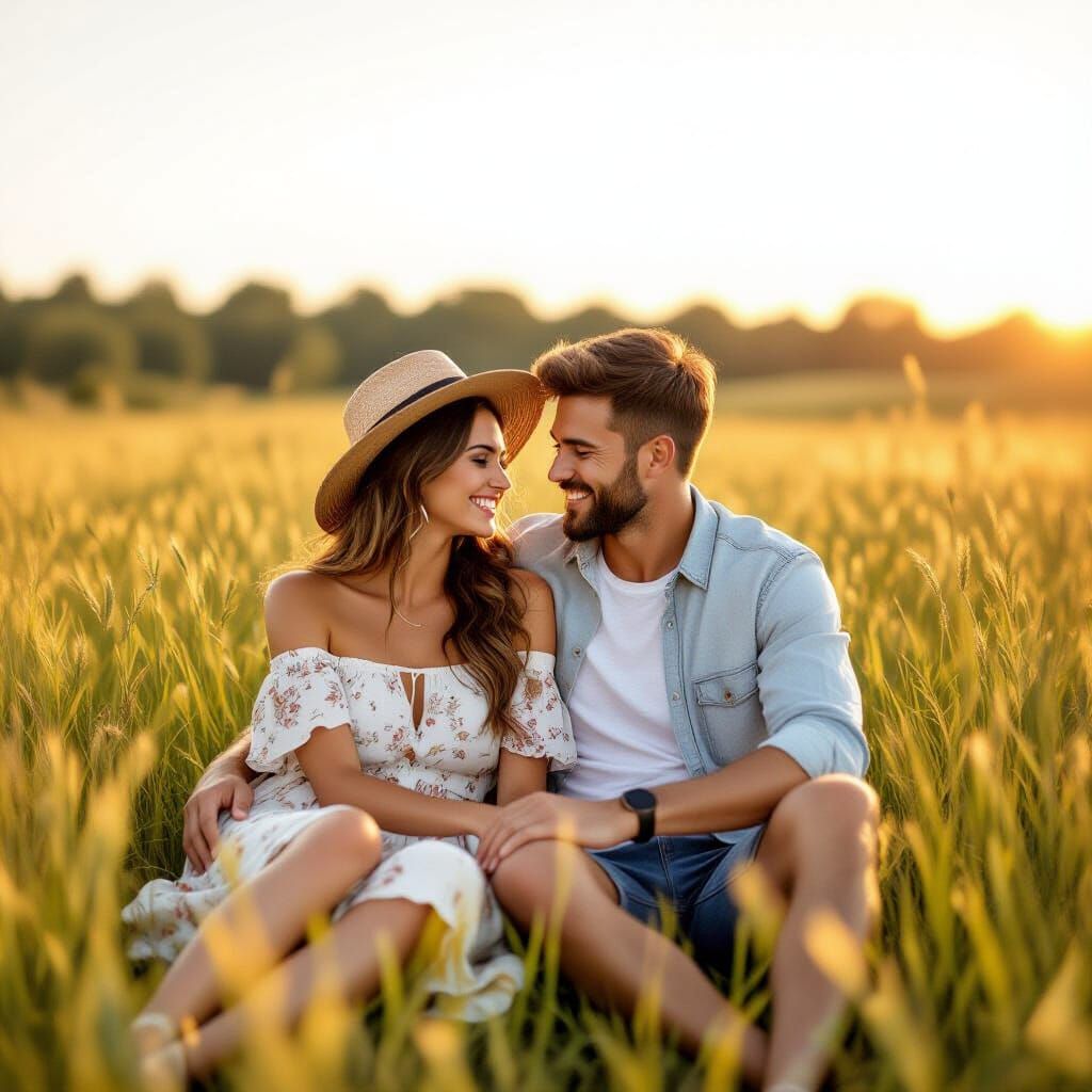 Romantic Couple Silhouette at Sunset