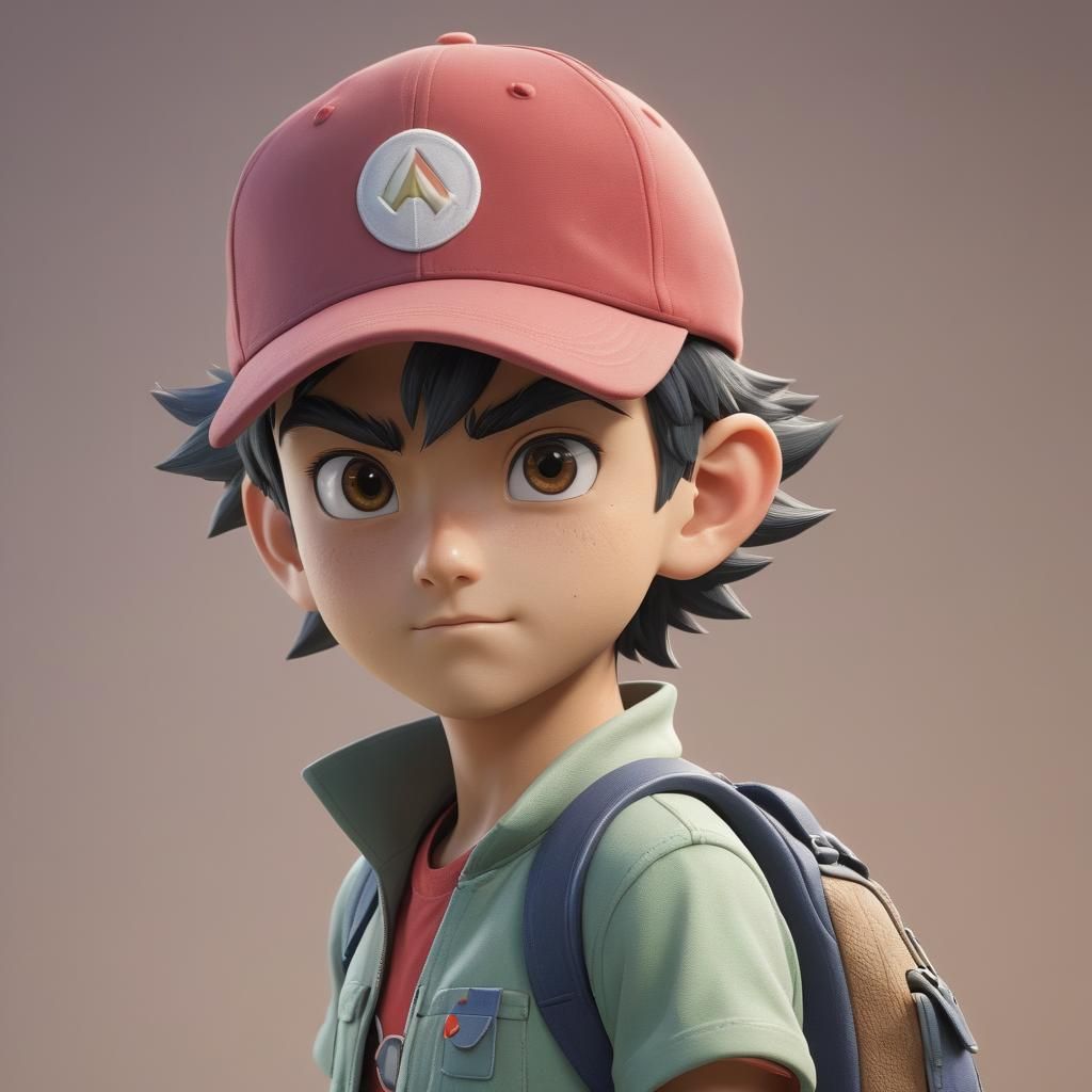 Ash Ketchum Close-Up: Pixar-Style 3D Digital Art