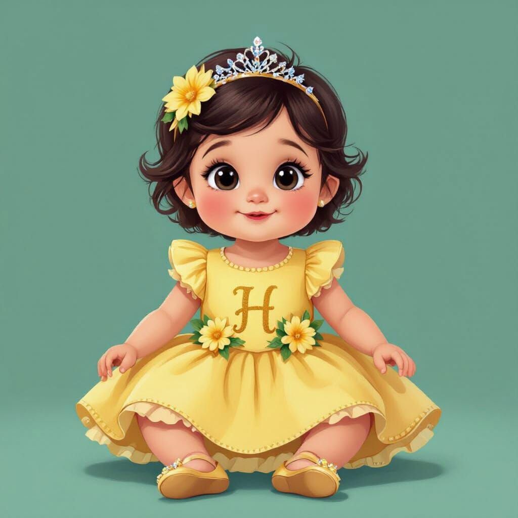 Cute Baby Girl Illustration in Digital Style