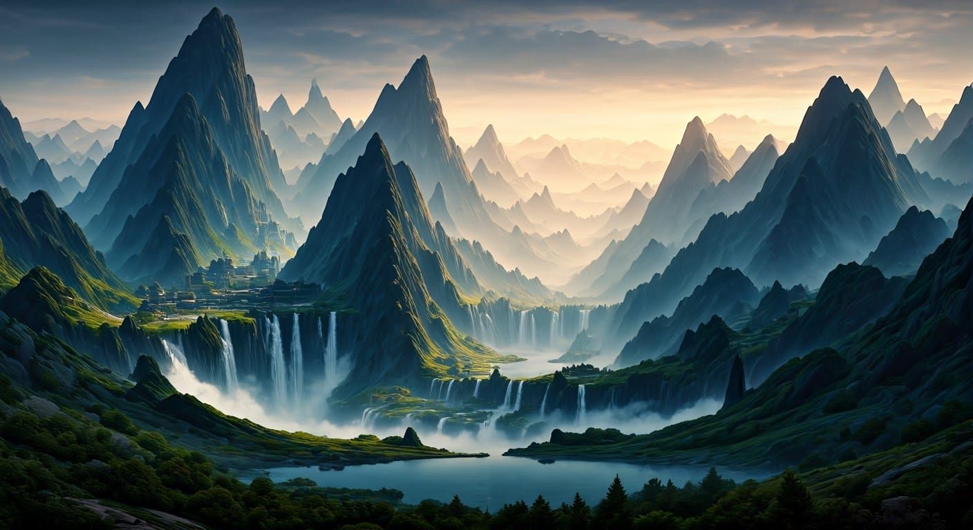 Ethereal Fantasy Worlds with Majestic Landscapes and Intrica...