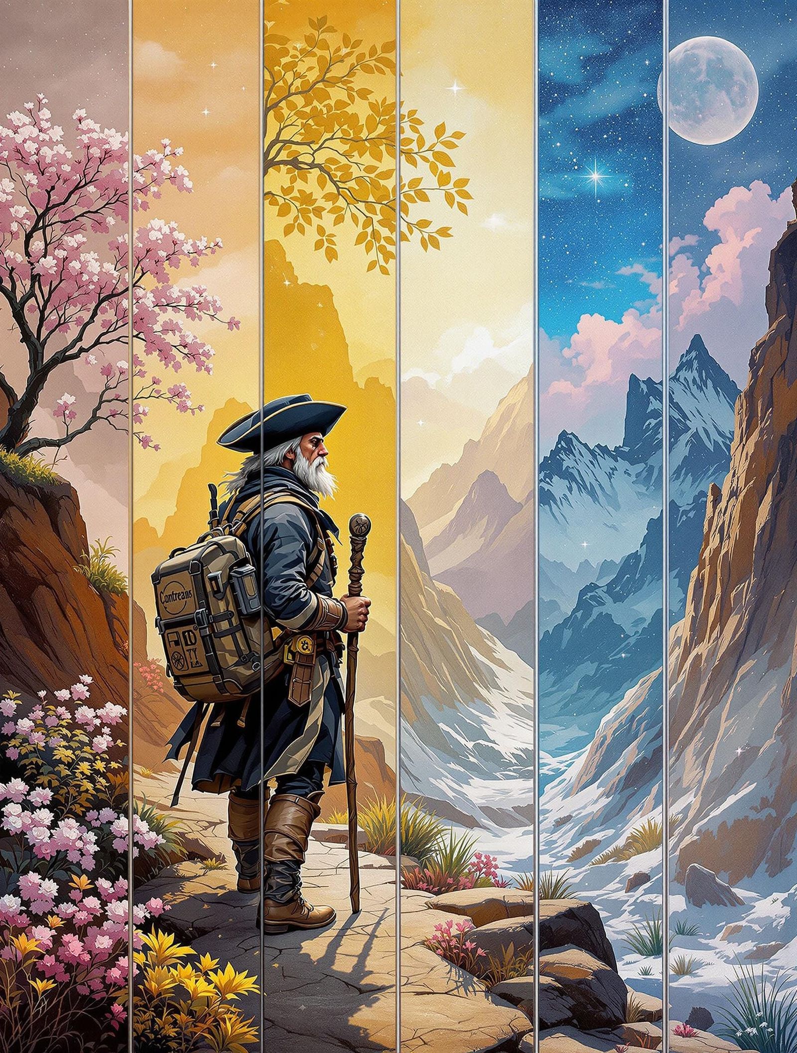 Ethereal Traveler in a Dreamlike Solstice Landscape