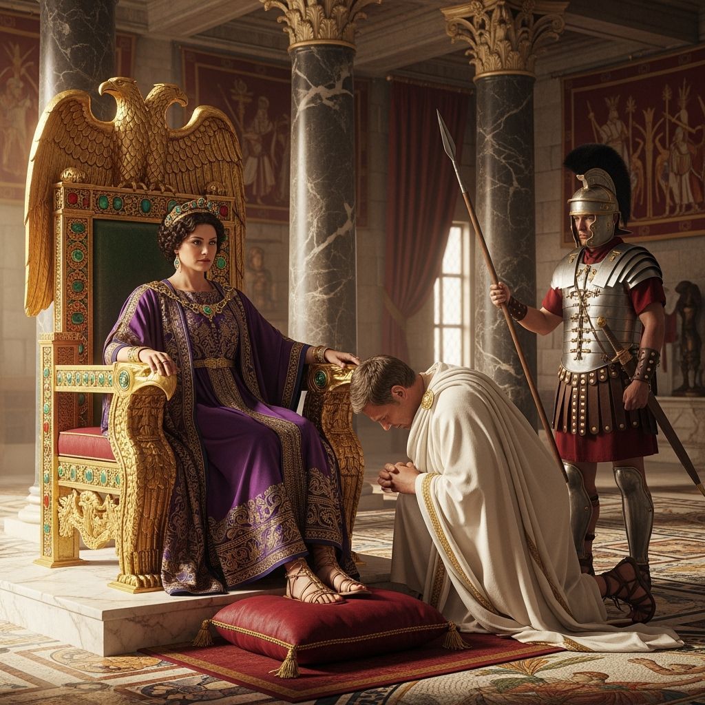 Empress Messalina on Eagle Throne in Roman Palace