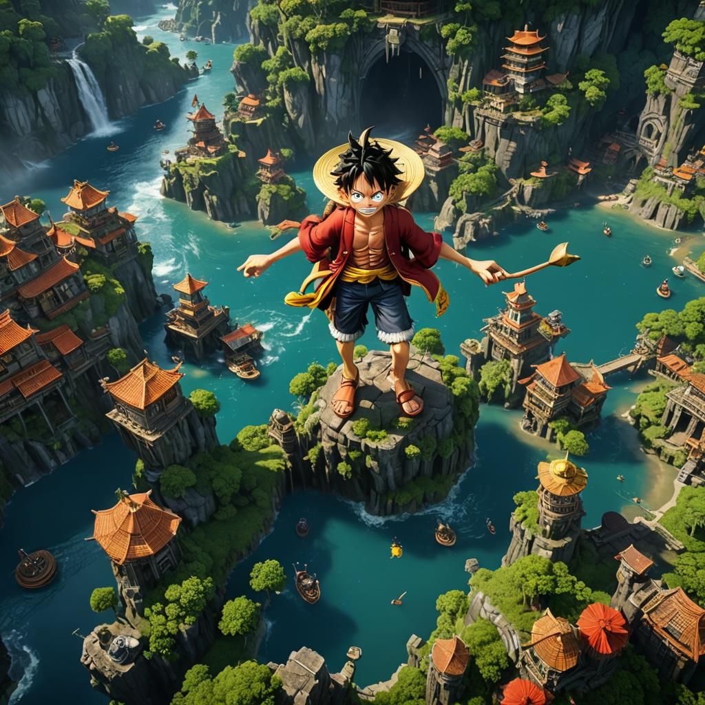 Luffy: Detailed Matte Painting in Deep Color