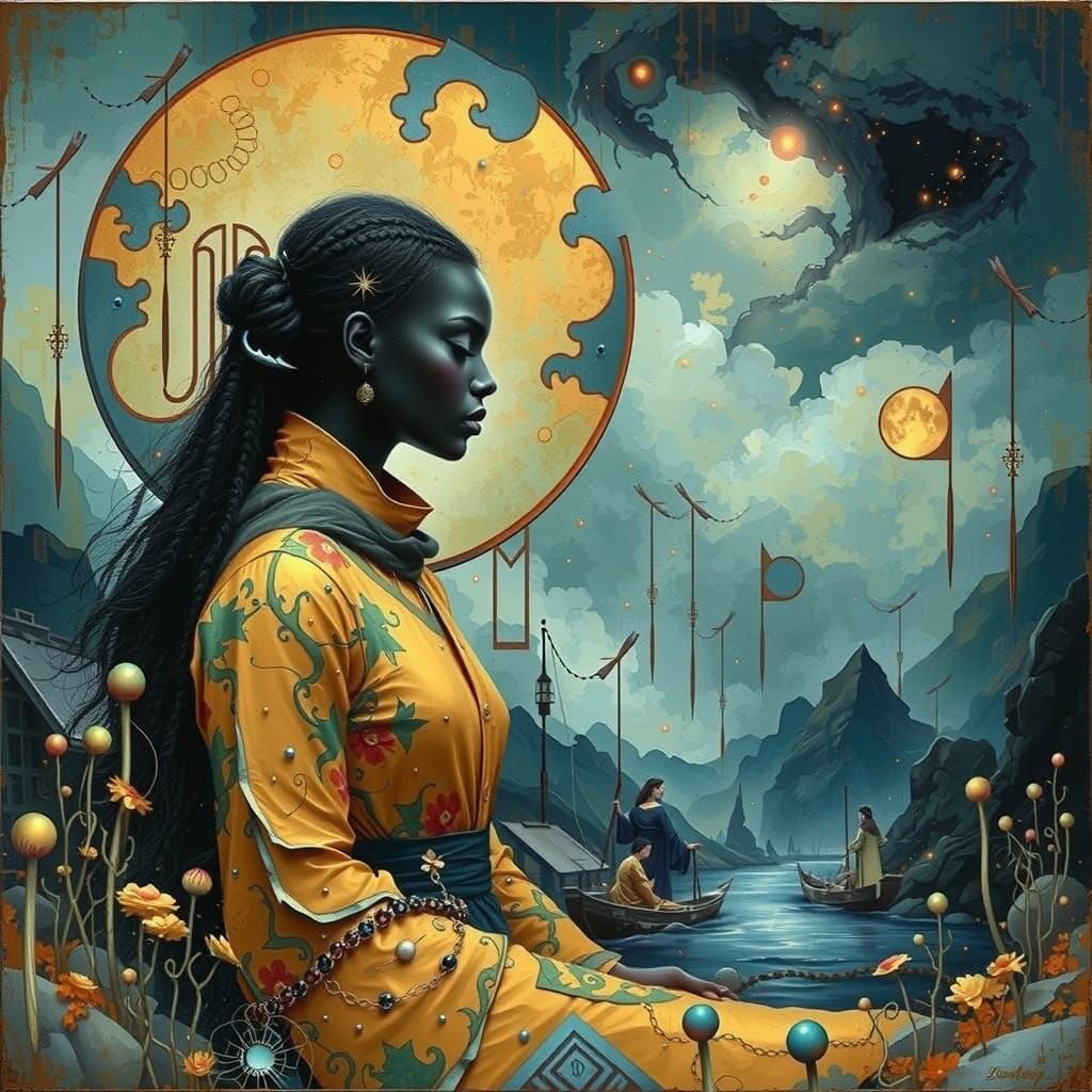 Surreal Many Worlds in Abstract Romanticism Style