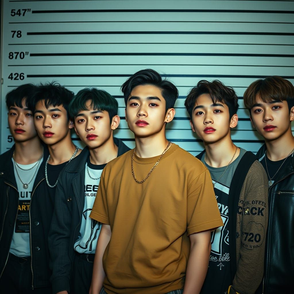 Confident K-Pop Idols in Moody Streetwear