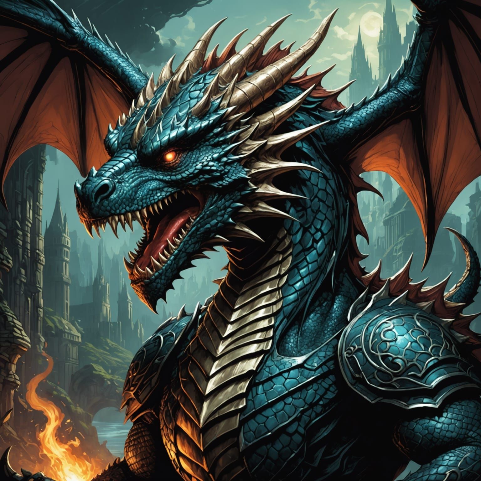 Majestic Dragon in Dynamic Comic Book Art