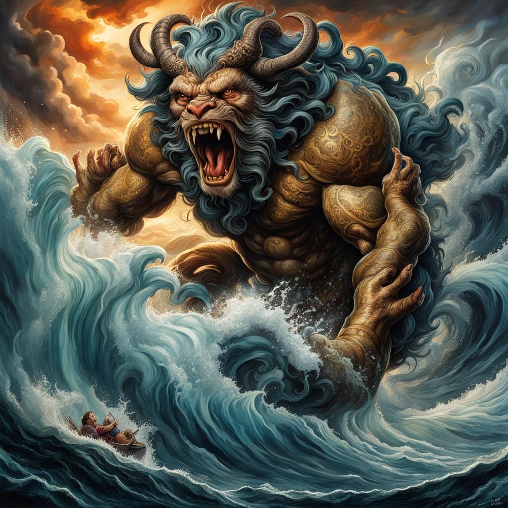 Scylla in Ink: A Hyperrealistic Mixed Media Monster