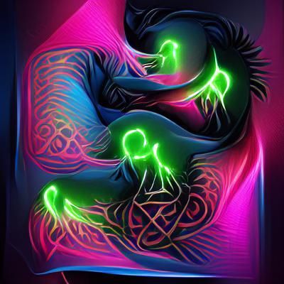 Glowing Neon Sigil of Fused Souls