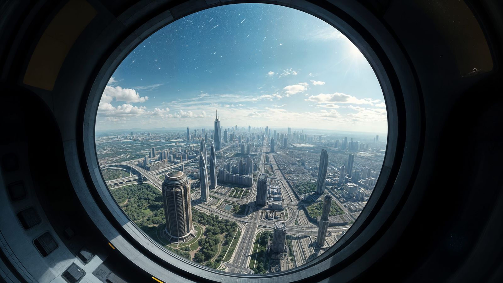 Futuristic City Inside Giant Cylindrical Habitat