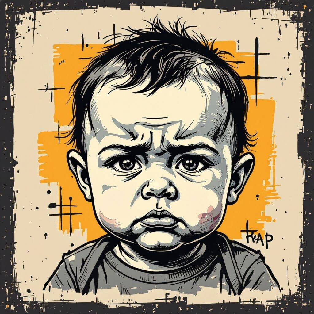 Moody Baby Rap Album Logo in Street Art Style