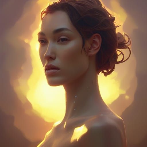 Hyperdetailed Sun Portrait in Art Nouveau Style
