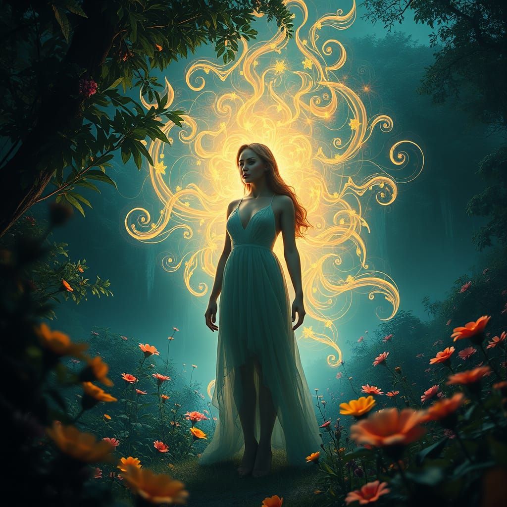 Harmony in Vibrant Nature, a Surreal, Fantasy Scene