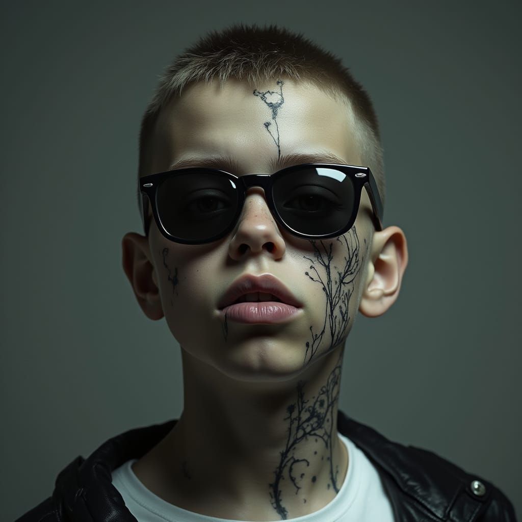 Tough Young Man in Cyberpunk Style