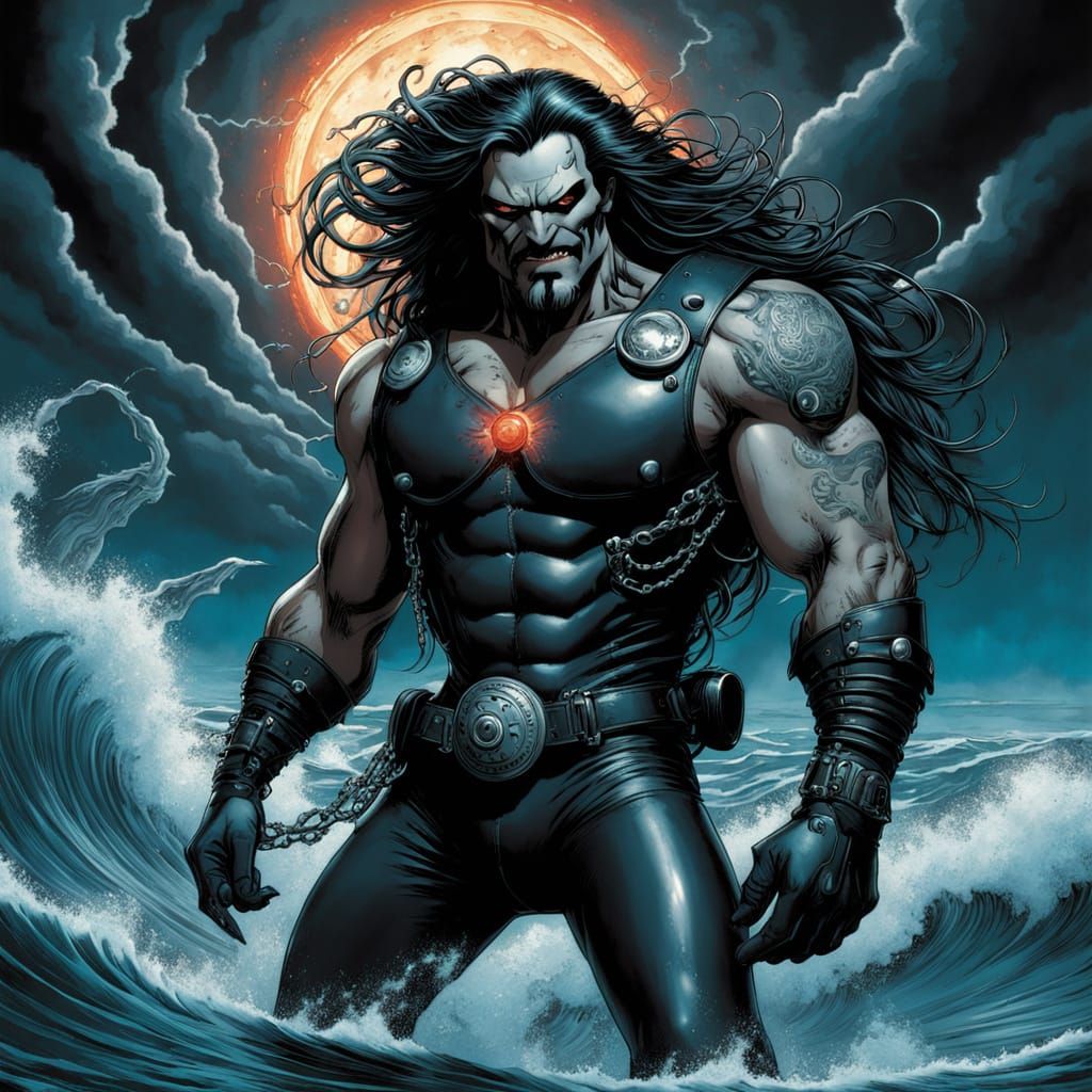 Lobo Rides Cosmic Dolphin Through Turbulent Stormy Seas
