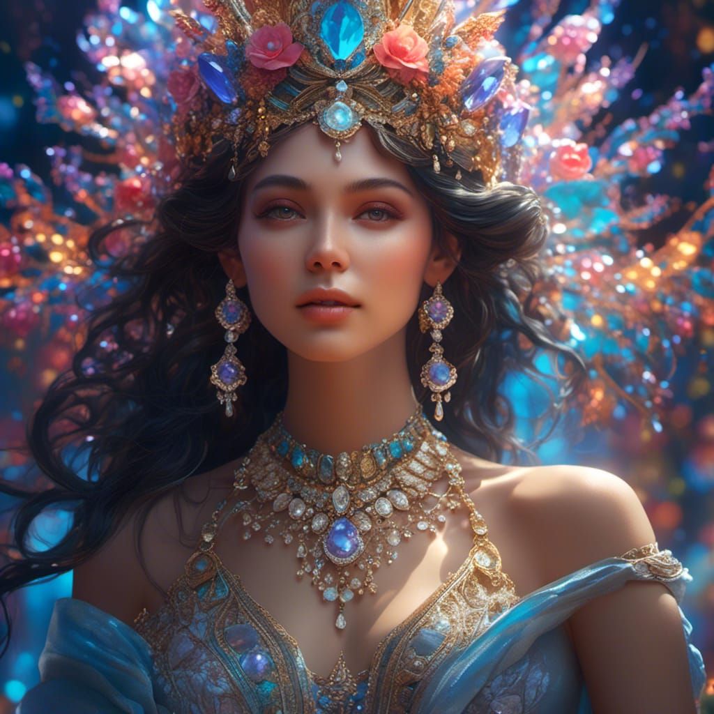 Hyperrealistic Woman in Diamonds: Artgerm, Rutkowski Style