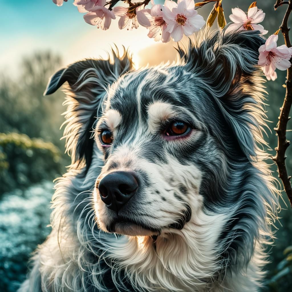 Cherry Blossom on Dog's Nose Macro Photography