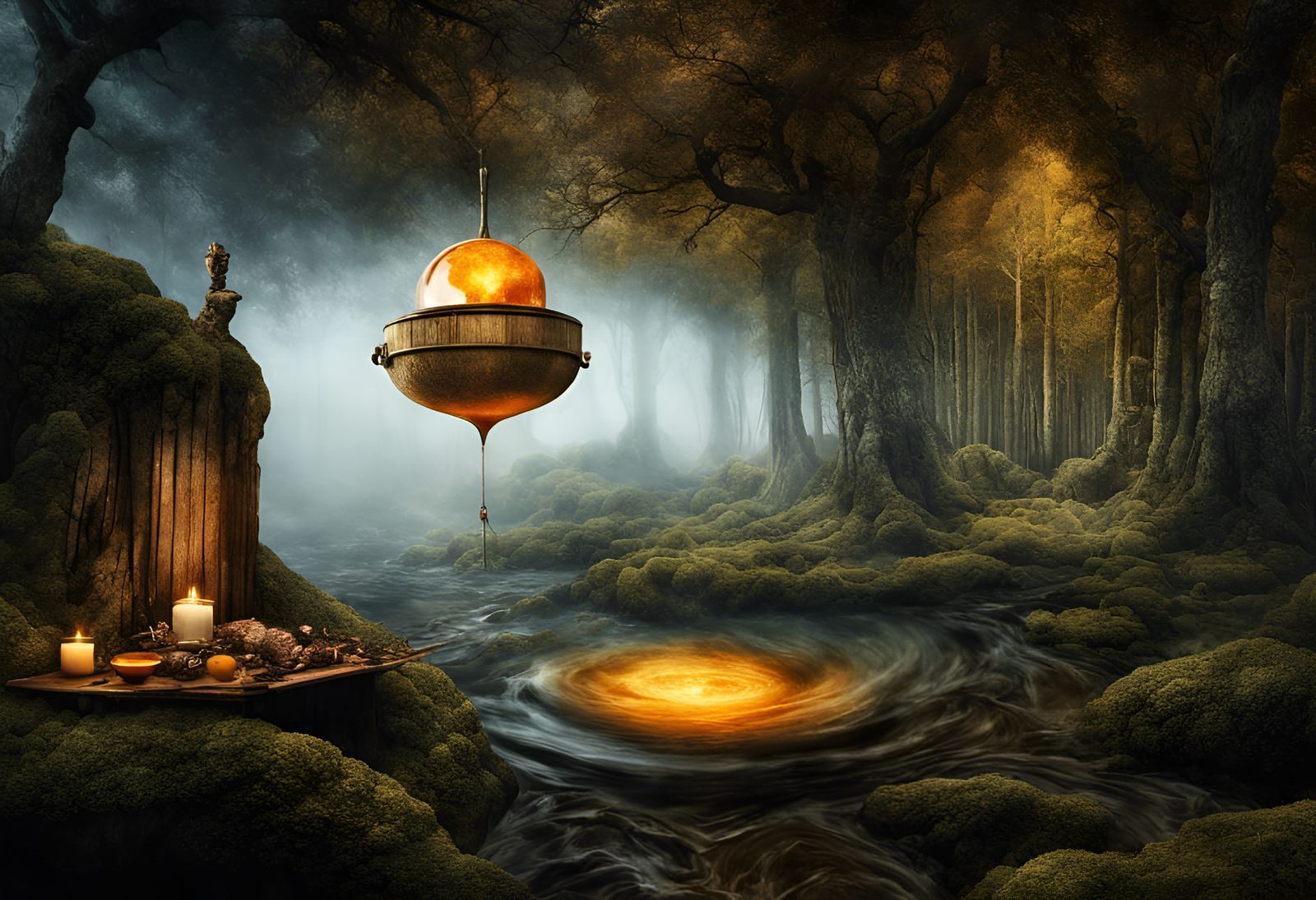 Magical Levitating Probe in Surreal Biopunk Style