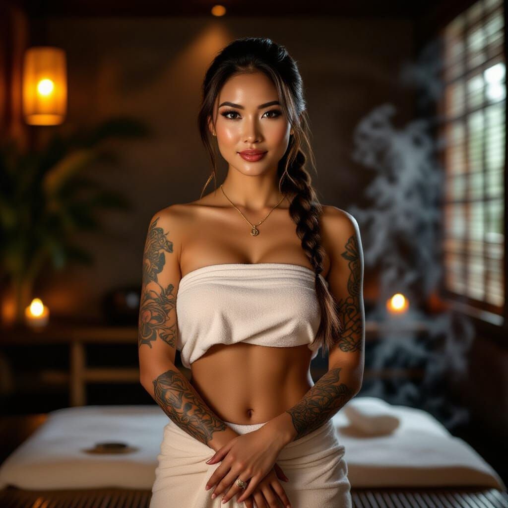 Thai Woman in Luxurious Salon, Photorealistic Fantasy Art