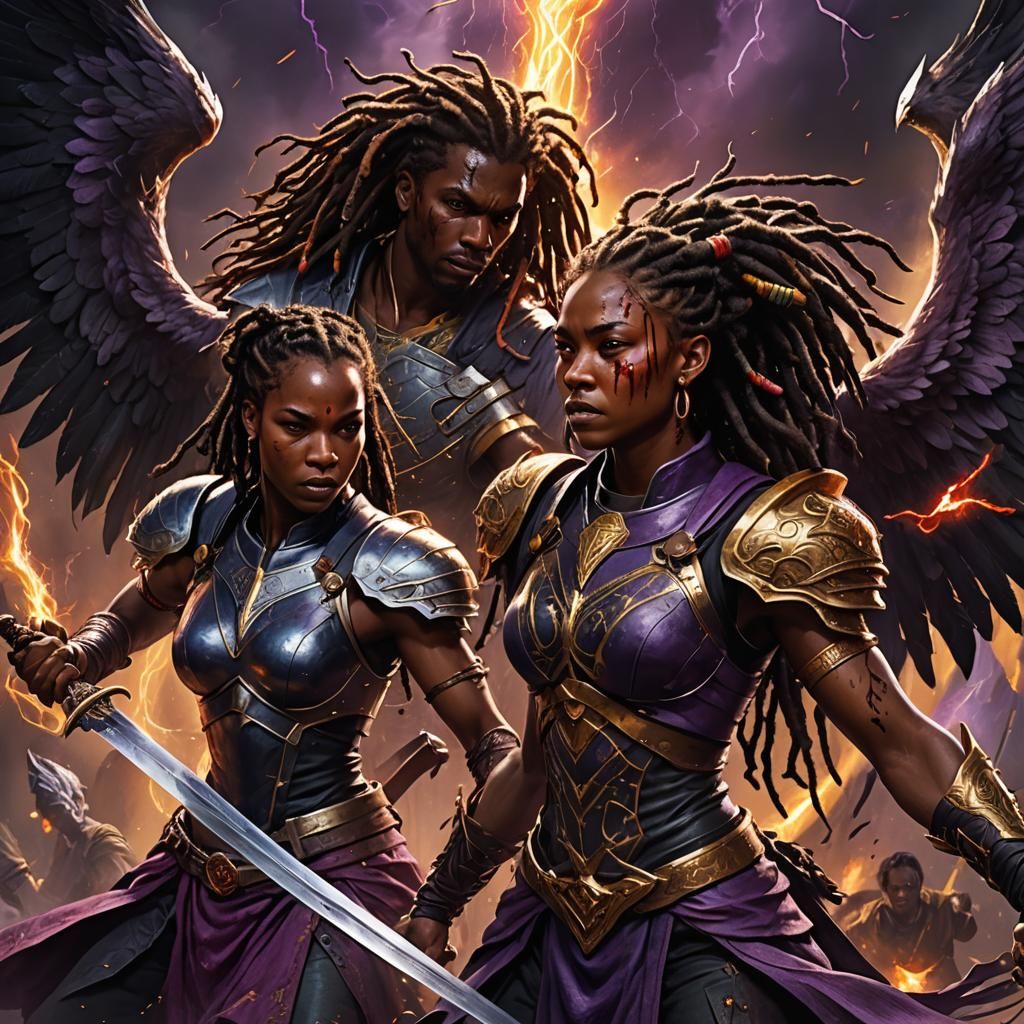 Dark Fantasy: Couple in Spiritual Battle, Hyperdetailed Art