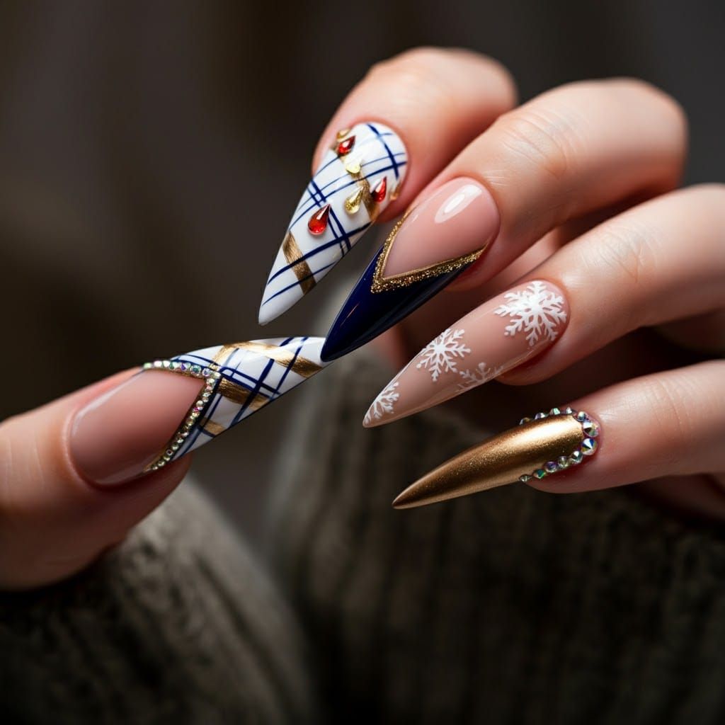 Exquisite Stiletto Nail Art with Intricate Designs