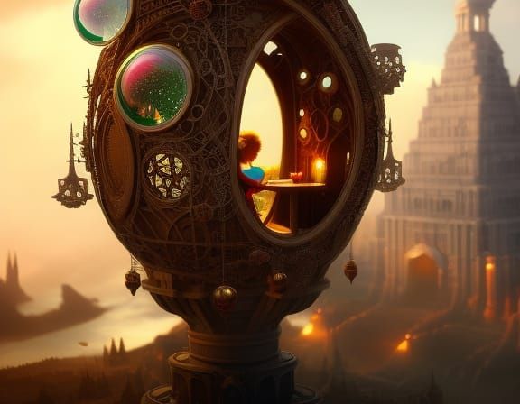 Epic Fantasy Love Bubble: Intricate Digital Art