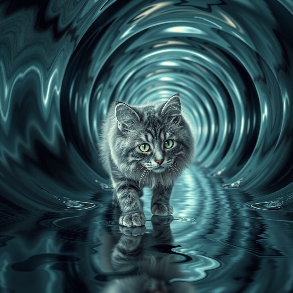 Mystical Feline Transcends Reality in Escher-Inspired Surrea...