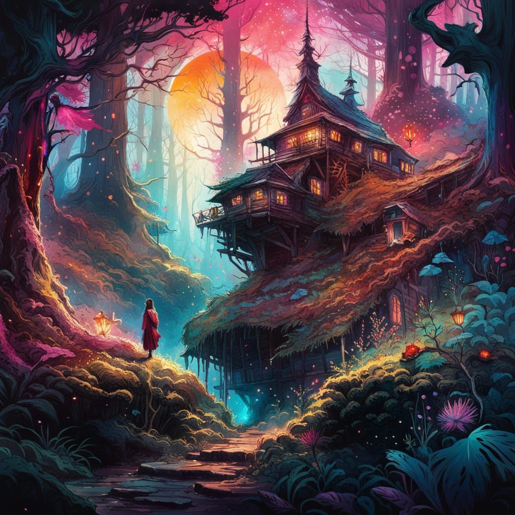 Psychedelic Magical Forest: Digital Fantasy Art
