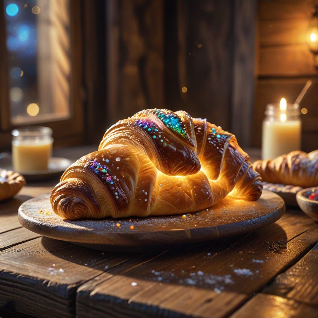 Enchanted Croissant in Magical Bakery Light