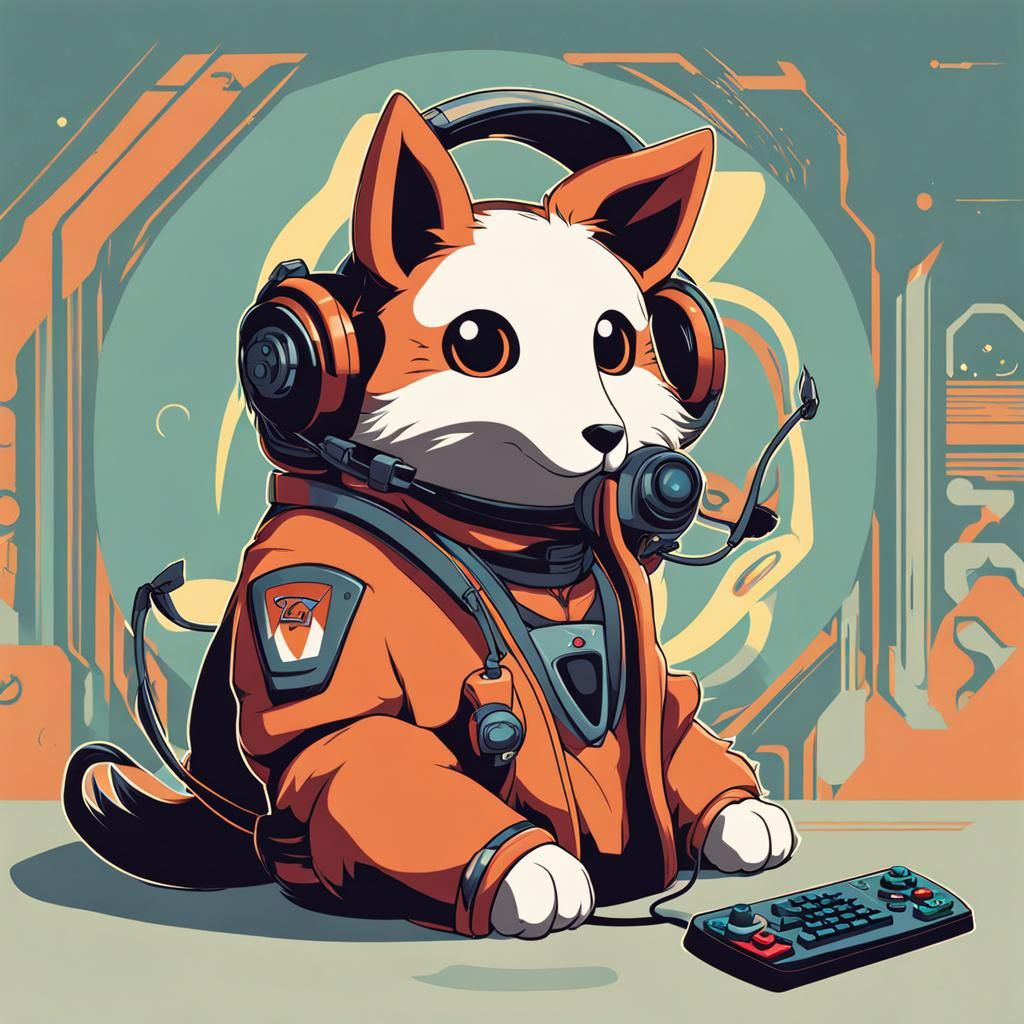 Animal in VR Mask: Retro Anime Gaming Style