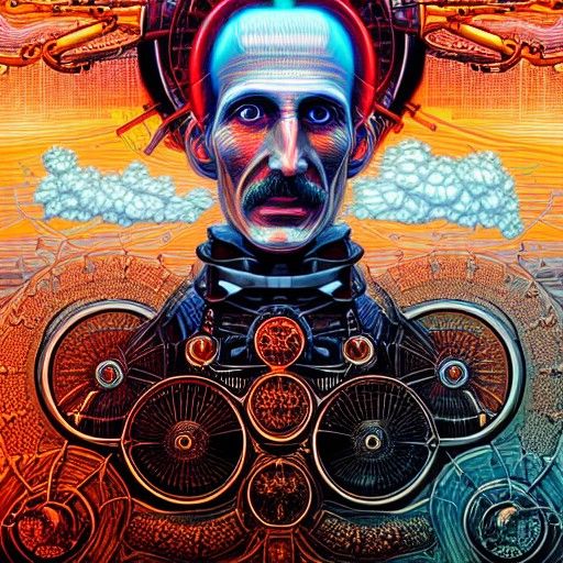 Biomechanical Portrait of Nikola Tesla