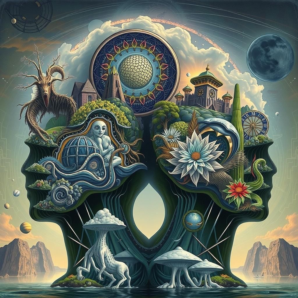 Intertwined Figures Reveal Surreal Mindscape Concept Art