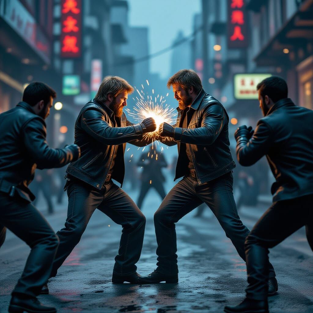 Chuck Norris in Martial Arts Fight, Hyperrealistic Style