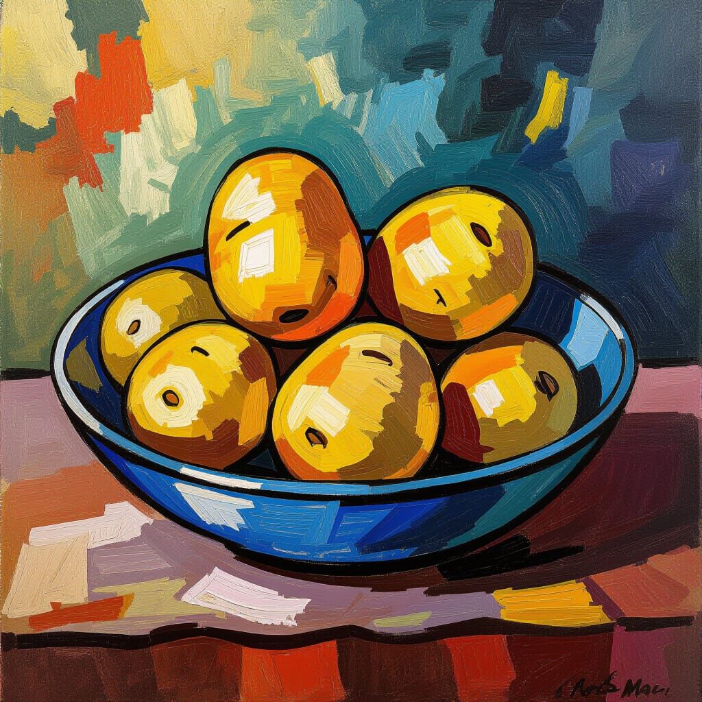 Rustic Potatoes Still Life in Impressionist Style