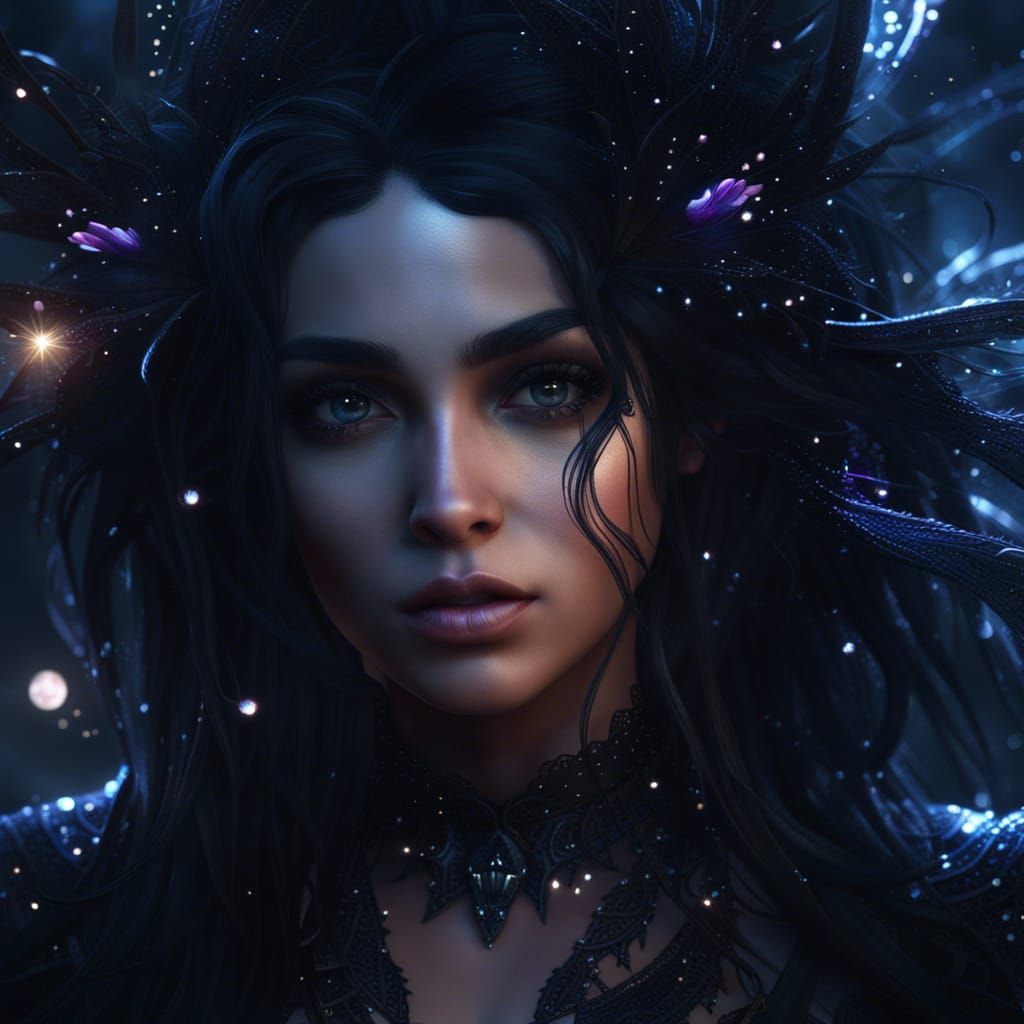 Gothic Dark Fairy Portrait in Detailed Digital Art
