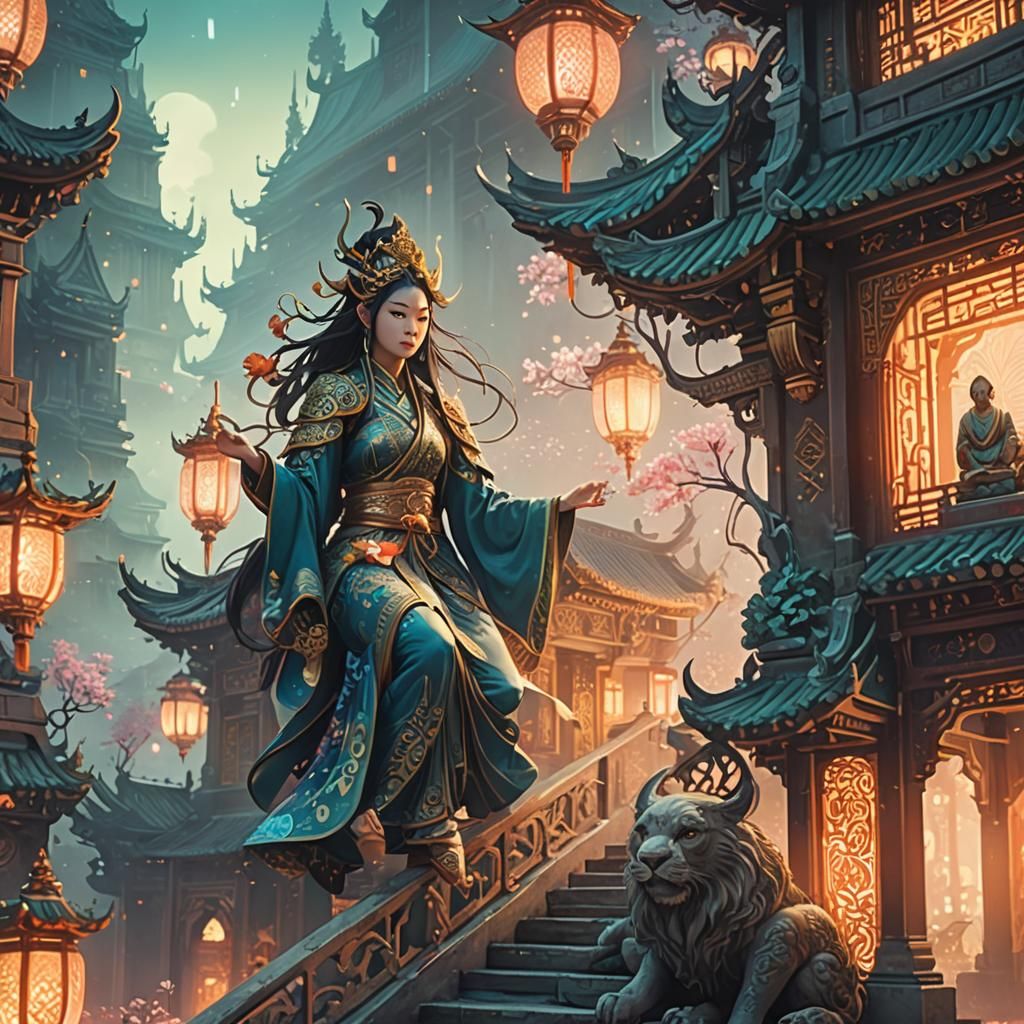 Fantasy World Illustration in Anime Style