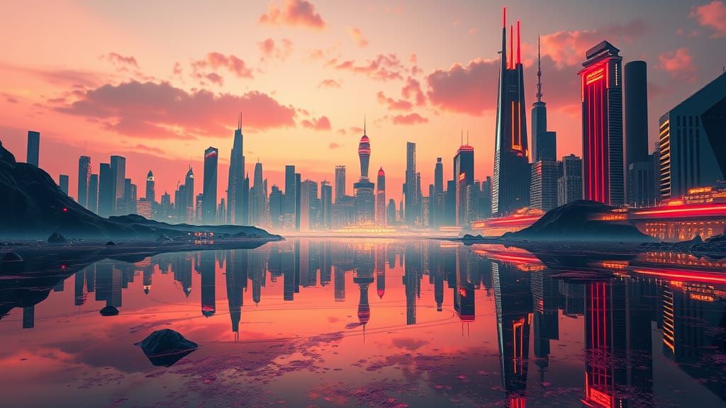 Mercury Lake Reflects a Nonexistent Cyberpunk City