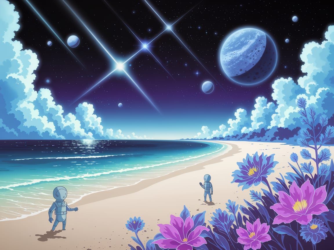 Surreal Extraterrestrial Beach Landscape in Hyperrealism Sty...