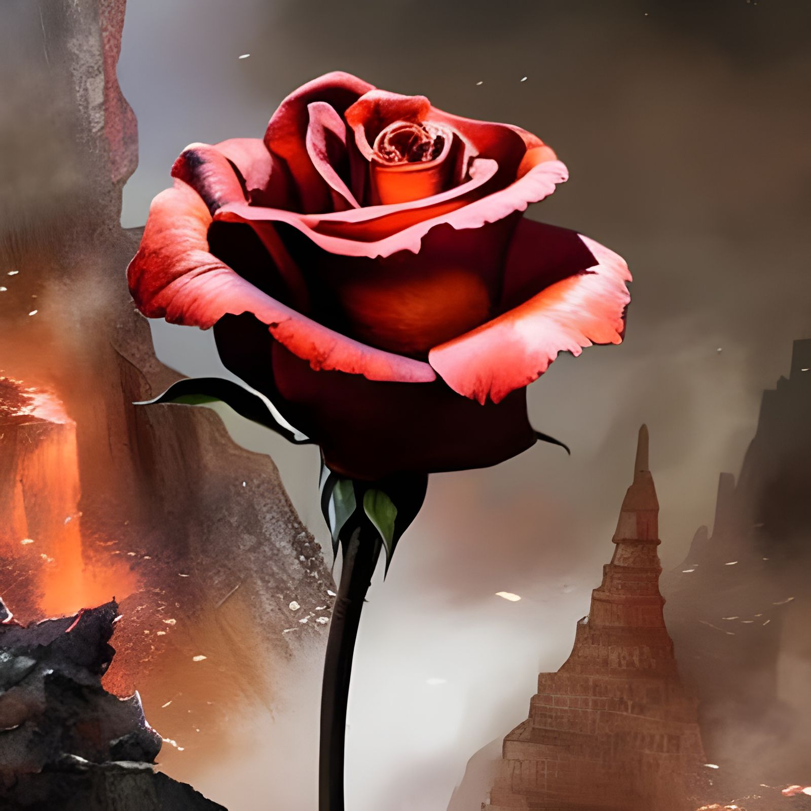 Metal Rose Rusting: Hyperdetailed Watercolor Concept Art