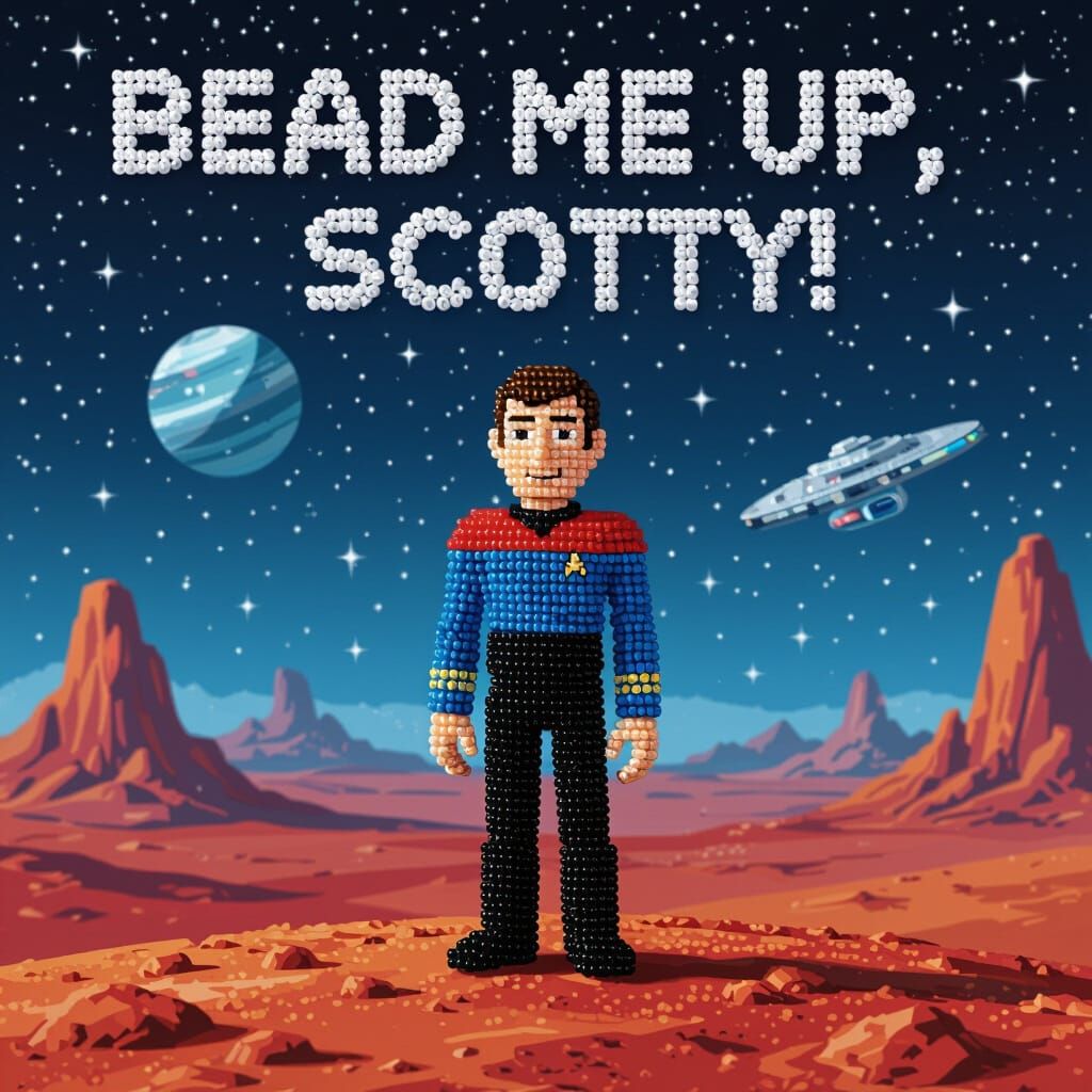 Beaded Star Trek Character on Alien Planet