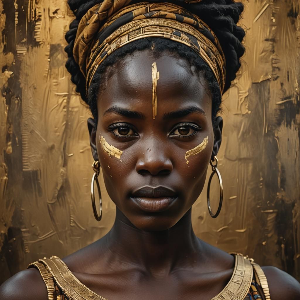 Passionate African Woman Portrait in Fantasy Art Style