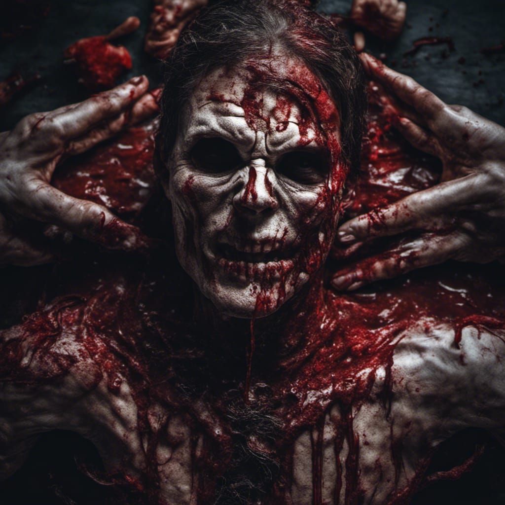 Halloween Horror Blood: Hyperrealistic Cinematic Scene