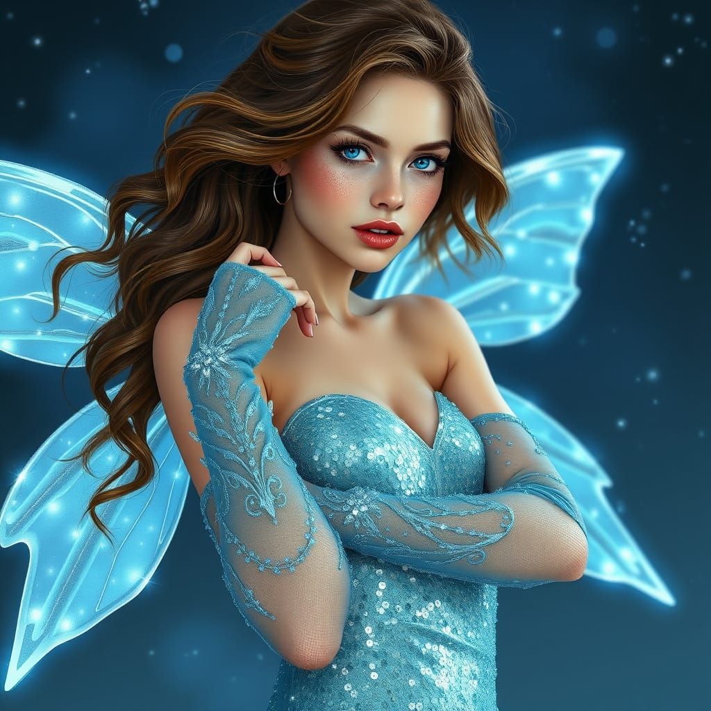 Enchanted Siren in Sparkling Blue Gown