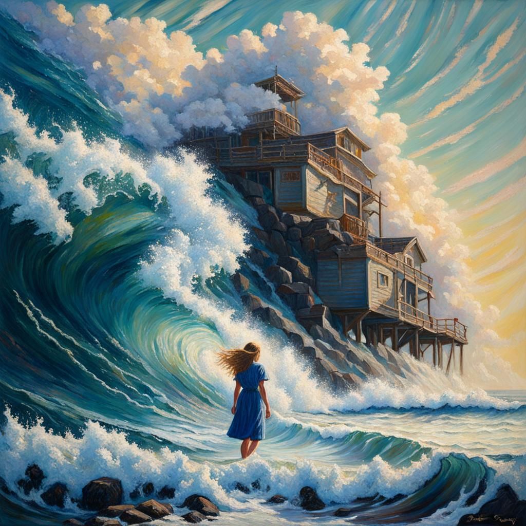 Ocean Dreams: Girl's Dream in Oil Painting Style
