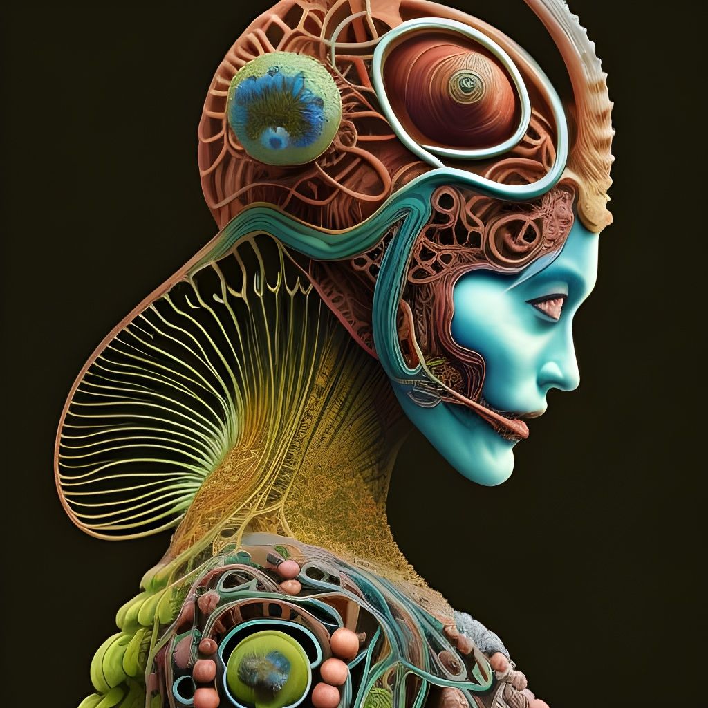 Zombie Mermaid Warrior with Bioluminescent Sea Creatures