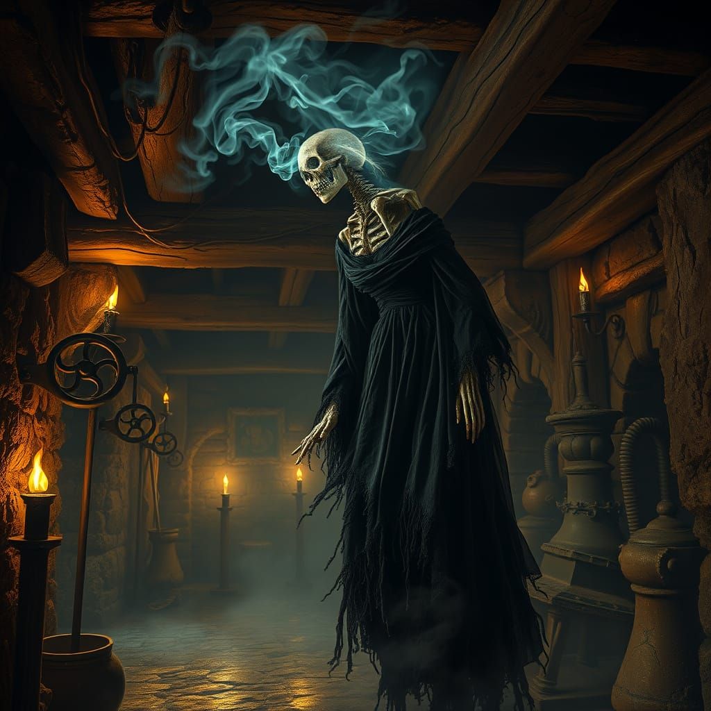 Skeletal Banshee Haunts Medieval Dwarven Mine