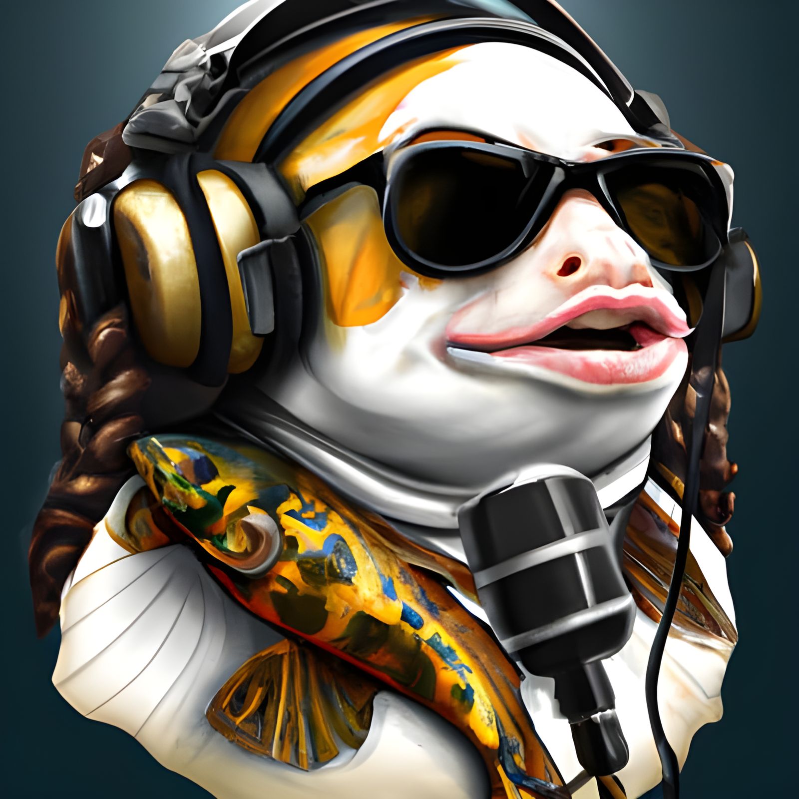 Fish Sings in Jumpsuit: 8K Digital Art Portrait